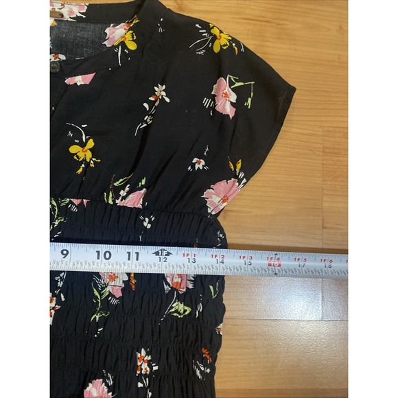 Free People 'Greatest Day' Mini Dress Smocked Waist Black Floral Size Small - Picture 9 of 12